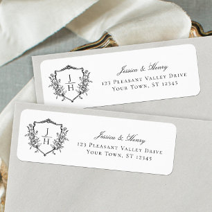 Regency Crest Monogram Wedding Return Address