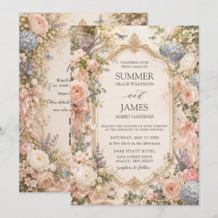 Regency English Floral Garden Wedding QR RSVP Invitation