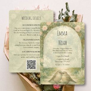 Regency English Garden Pink Roses Wedding QR Code Invitation