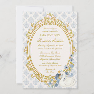 Regency Era Blue and Gold Bridal Shower Invitation