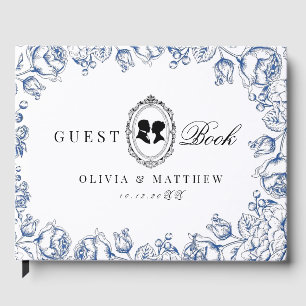 Regency Era Blue Floral Wedding Guest Book