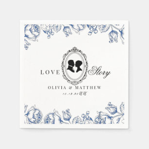 Regency Era Blue Floral Wedding Napkin