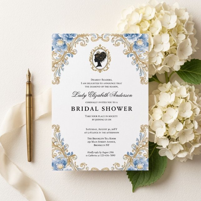 Regency era floral bridal shower invitation (Creator Uploaded)