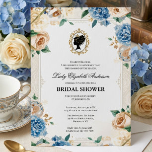 Regency era floral bridal shower invitation