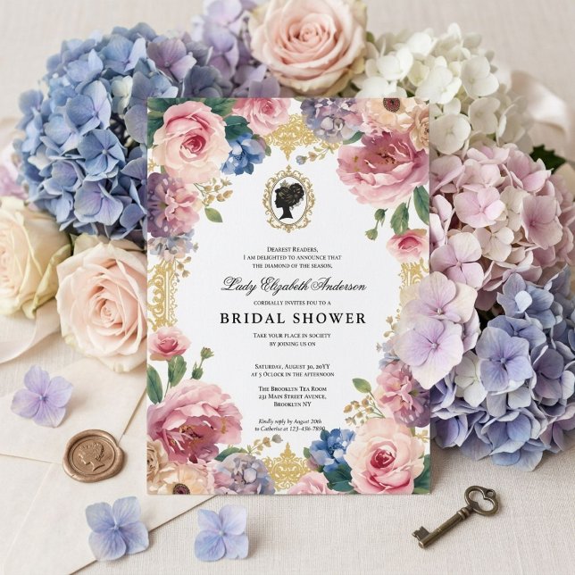 Regency era floral bridal shower invitation (Creator Uploaded)