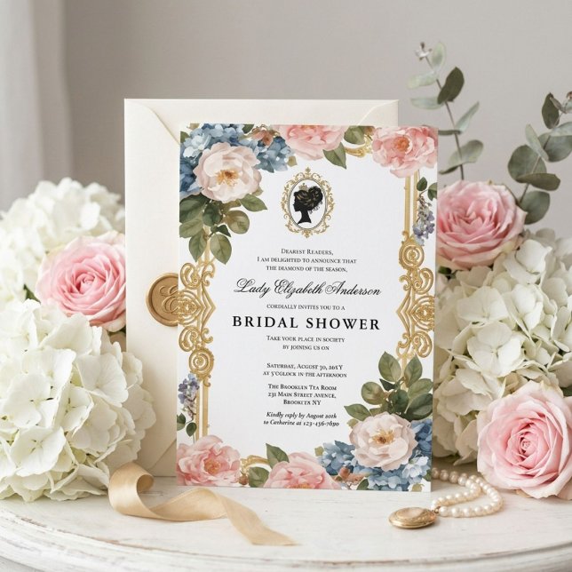 Regency era floral bridal shower invitation (Creator Uploaded)