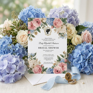 Regency era floral bridal shower invitation