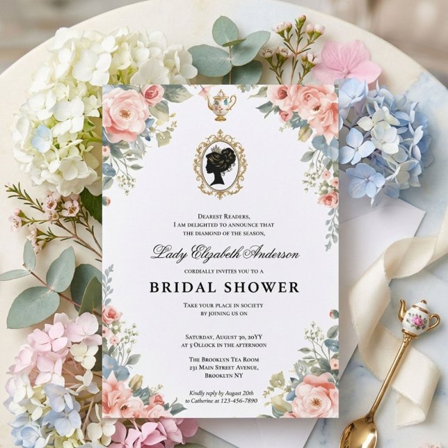 Regency era floral bridal shower invitation (Creator Uploaded)