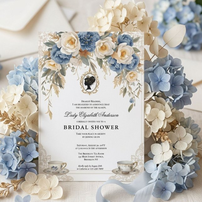 Regency era floral bridal shower invitation (Creator Uploaded)