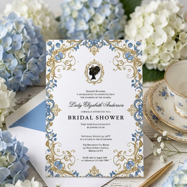 Regency era floral bridal shower invitation (Creator Uploaded)