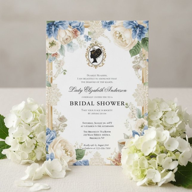 Regency era floral bridal shower invitation (Creator Uploaded)
