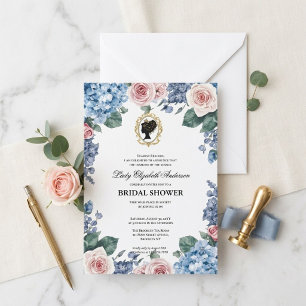 Regency era floral bridal shower invitation