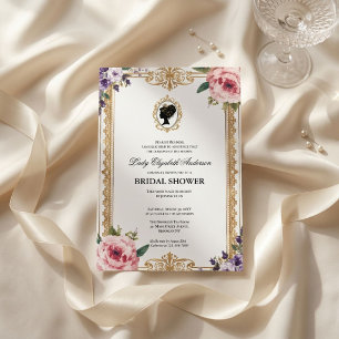 Regency era floral bridal shower invitation