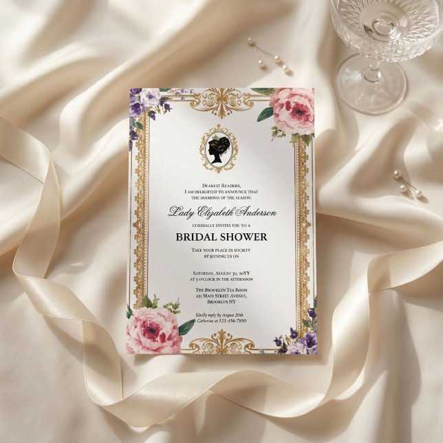 Regency era floral bridal shower invitation (Creator Uploaded)
