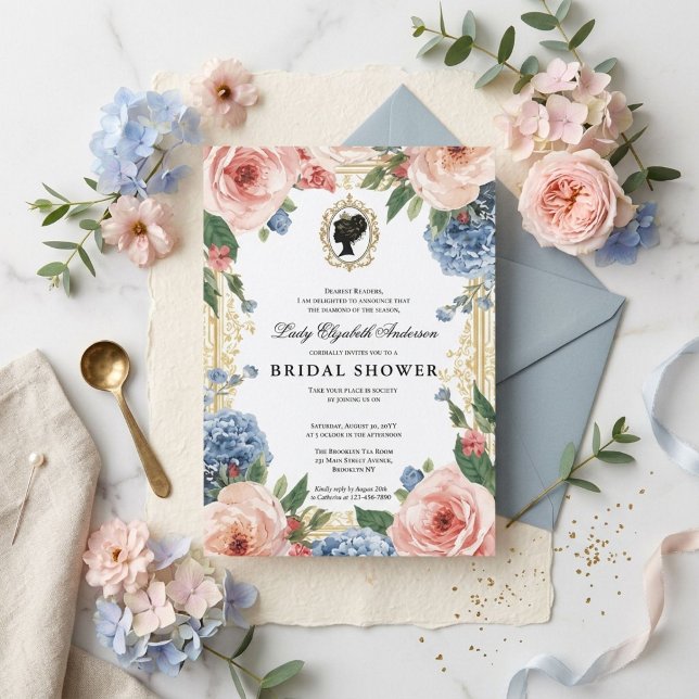 Regency era floral bridal shower invitation (Creator Uploaded)