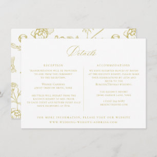 Regency Era Gold Floral Wedding Details Card