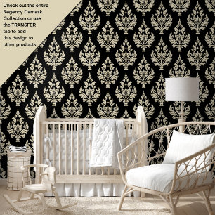 Regency Era Inspired Damask Scroll Leafy Wallpaper