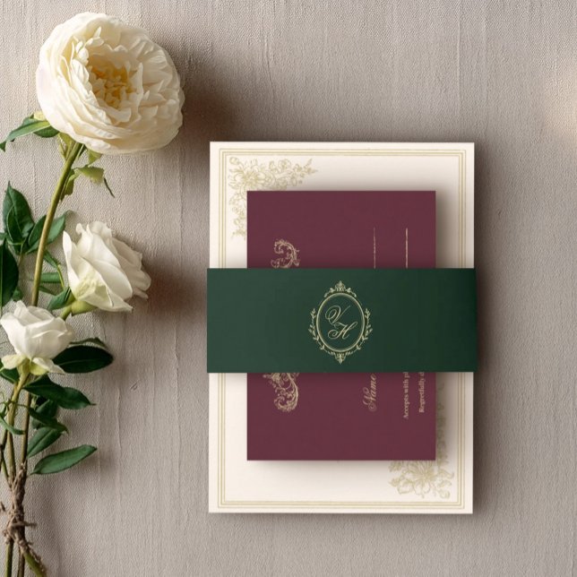 Regency Era Wedding Belly Band with Monogram Crest Invitation Belly Band (Creator Uploaded)