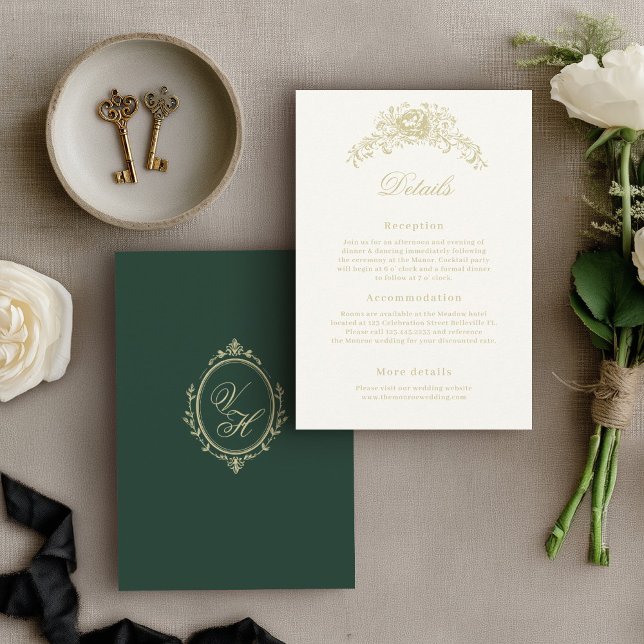 Regency Era Wedding Elegant Heirloom Details Enclosure Card (Creator Uploaded)