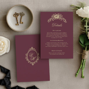 Regency Era Wedding Elegant Heirloom Details Enclosure Card