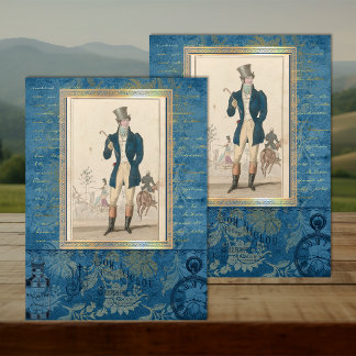 Regency Fashion Gentleman Teal Decoupage Paper