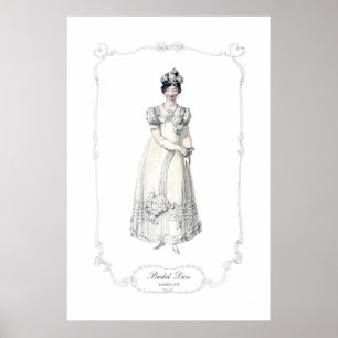 Regency Fashion Plate 1818 Bridal Dress Print