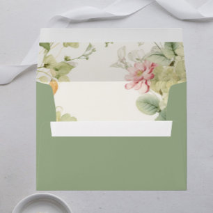 Regency Floral Sage Green Wedding Envelope