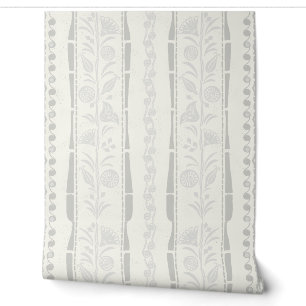 Regency Floral Sophisticated Stripes - Light Gray Wallpaper