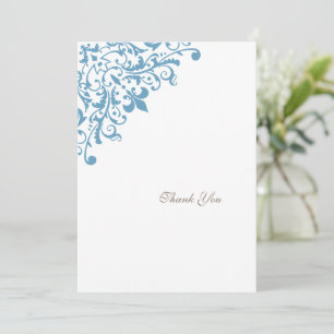 Regency French Blue Fleur de Lis Pattern Wedding Thank You Card