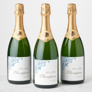 Regency French Blue Fleur de Lis Wedding Reception Sparkling Wine Label