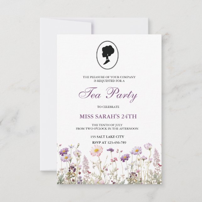 Regency Garden Birthday Party   Invitation (Front)