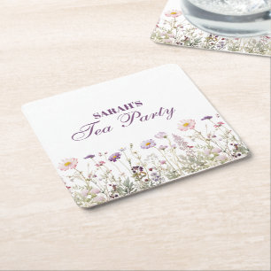 Regency Garden Birthday Party Square Paper Coaster