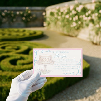 Regency Garden Party Request Recipe Bridal Shower Enclosure Card