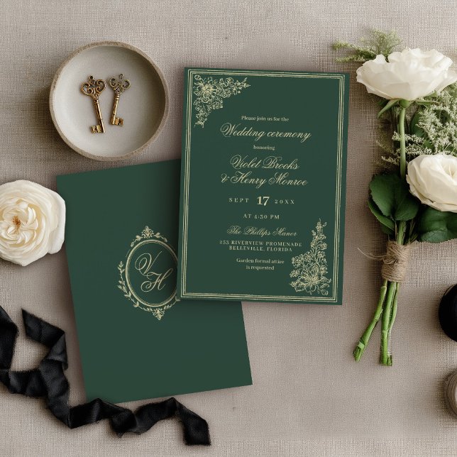 Regency Garden Vintage Classic Romantic Wedding Invitation (Creator Uploaded)