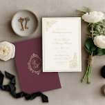 Regency Garden Vintage Classic Romantic Wedding Invitation<br><div class="desc">Step into the romance of the Regency Era with this timeless wedding invitation suite inspired by Pride and Prejudice and the timeless elegance of Jane Austen. Featuring delicate vintage florals, ornate framing, refined script typography, and a classic monogram crest on a burgundy back, this invitation captures the charm of an...</div>