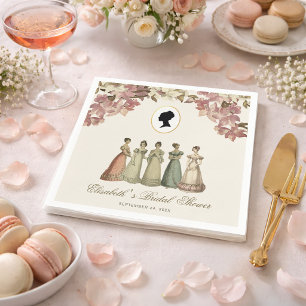 Regency Ladies Bridal Shower Vintage Floral Script Napkin