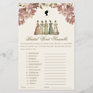 Regency Ladies Word Scramble Bridal Shower Game