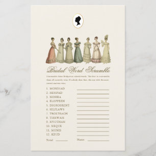 Regency Ladies Word Scramble Bridal Shower Game