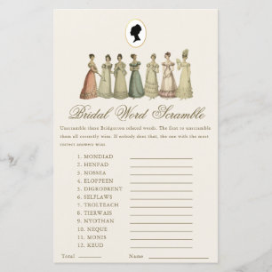 Regency Ladies Word Scramble Bridal Shower Game
