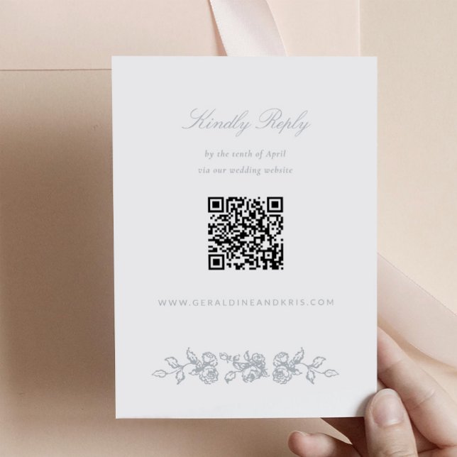 Regency Monogram Wedding Invitation Response Card (Regency Monogram Wedding RSVP Card with QR code)