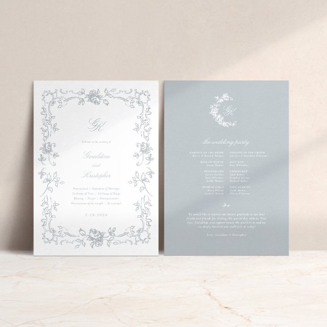 Regency Monogram Wedding Program Programme (Regency Monogram Wedding Program)