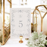 Regency Monogram Wedding Table Number Card<br><div class="desc">This Regency Monogram Table Number Card from the Victoria Collection features hand-drawn,  renaissance style florals beautifully framing the wedding details in a classic,  elegant font style. This timeless design is sure to make a lasting impression on your guests!</div>