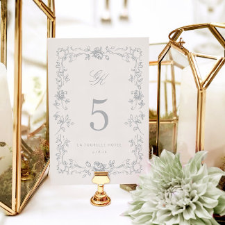 Regency Monogram Wedding Table Number Card