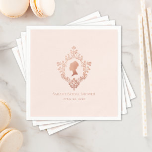Regency Pink Elegant Vintage Crest Bridal Shower Napkin