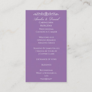 Regency Purple wedding Ceremony Program Enclosure Card