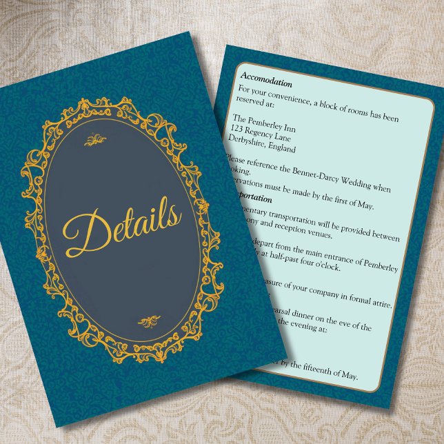 Regency Style Wedding details Regencycore  Enclosure Card (Creator Uploaded)