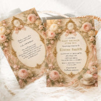 Regency Tea Party Baby Shower Pink Floral Pearls