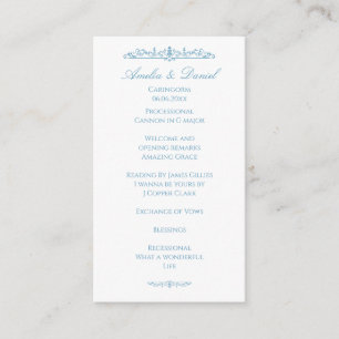 Regency White & Blue wedding Ceremony Program Enclosure Card