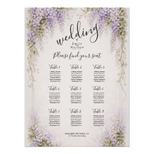 Regency Wisteria Wedding Seating Chart Poster