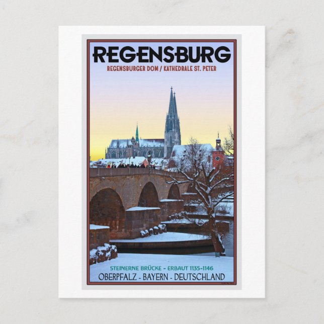Regensburg - Dom und Steinerne Brücke Postcard (Front)